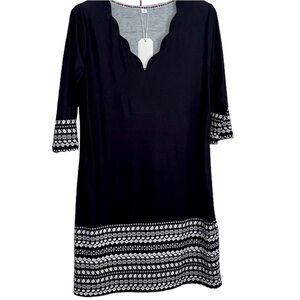 Black, gray & white dress with 3/4 sleeves- NWT
